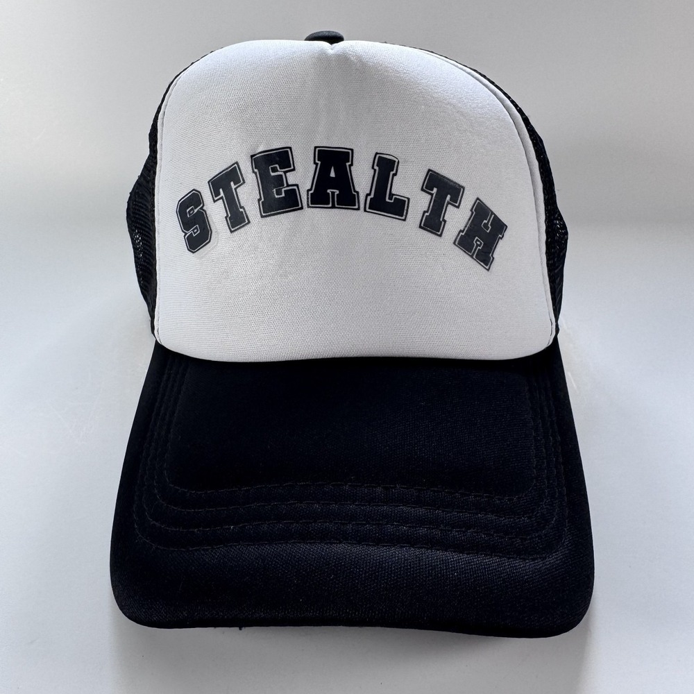 Stealth Black White Foam Trucker Hat Adult Unisex Snapback Adjustable Cap